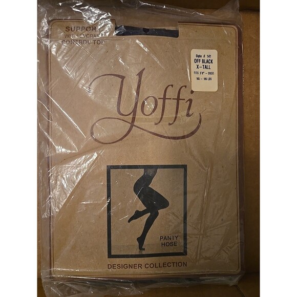 Vtg Yoffi Sheer Pantyhose Designer Collection Off Black XTall Designer Hosiery - Picture 1 of 2